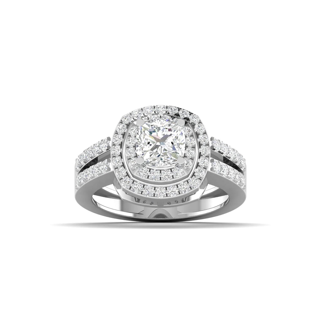 Cushion Cut Diamond Engagement Ring with Pave Band