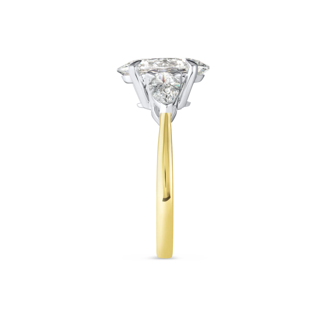 2 Carat Lab-grown Trilogy Engagement Ring - Oval Diamond