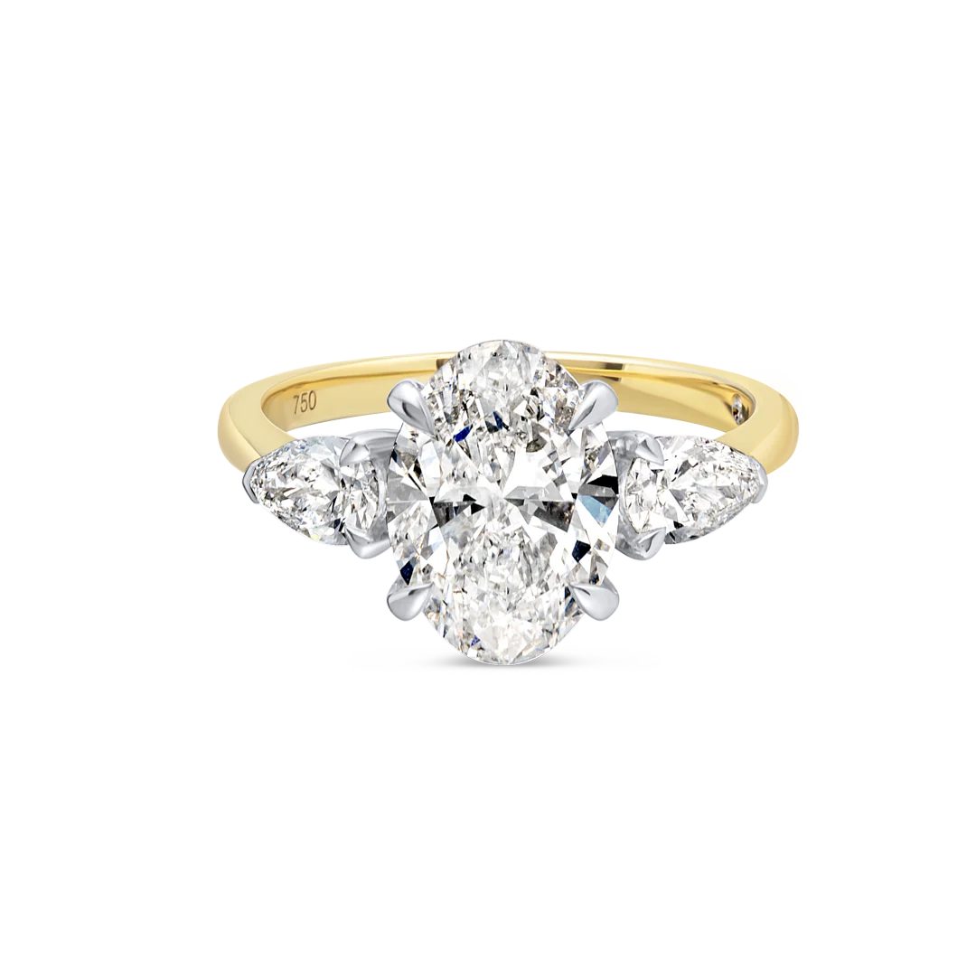 2 Carat Lab Grown Trilogy Engagement Ring - Oval Diamond