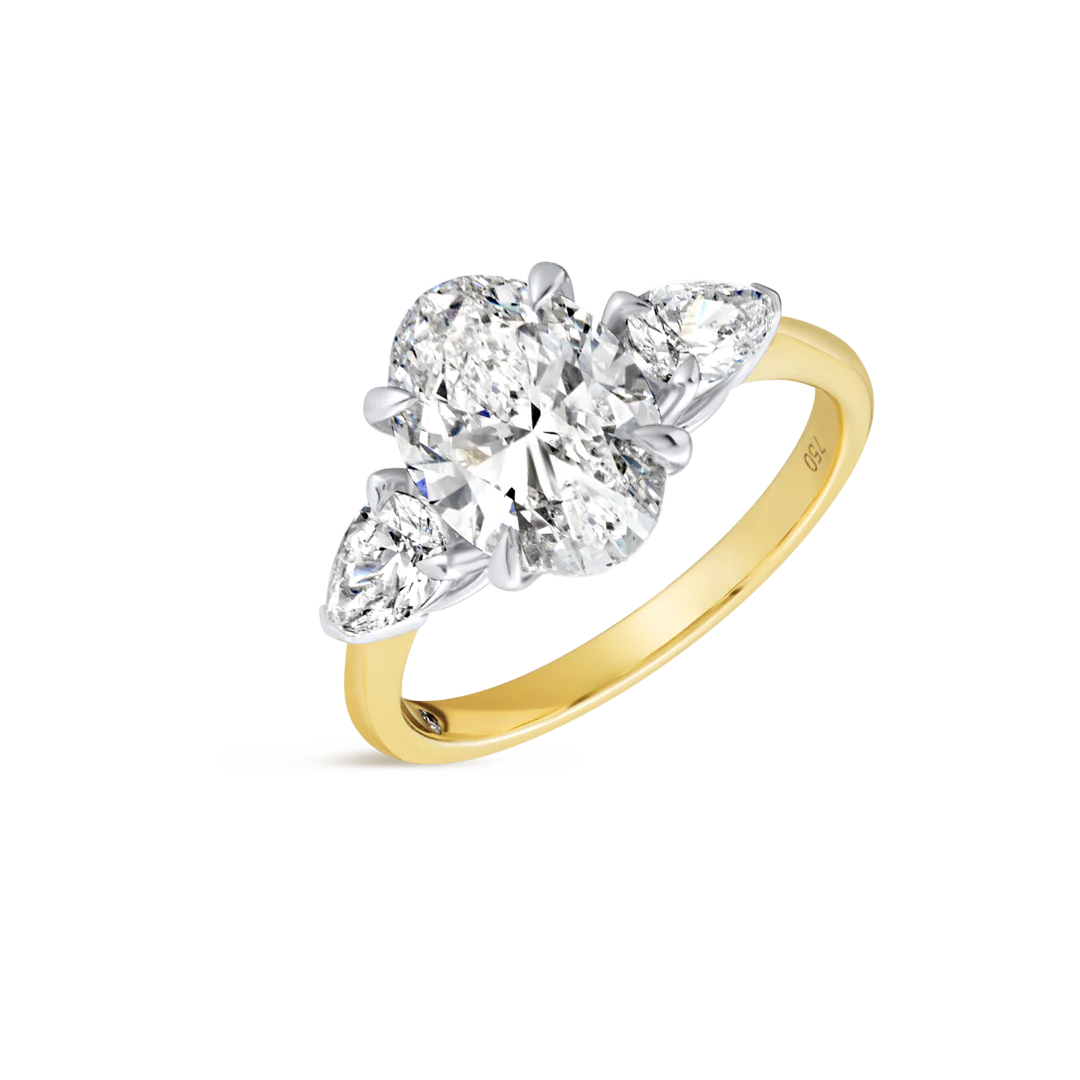 2 Carat Lab-grown Trilogy Engagement Ring - Oval Diamond