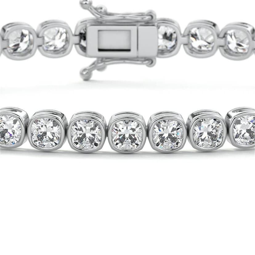 Bezel Cushion Diamond Tennis Bracelet
