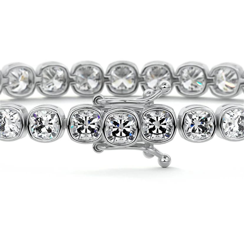 Bezel Cushion Diamond Tennis Bracelet