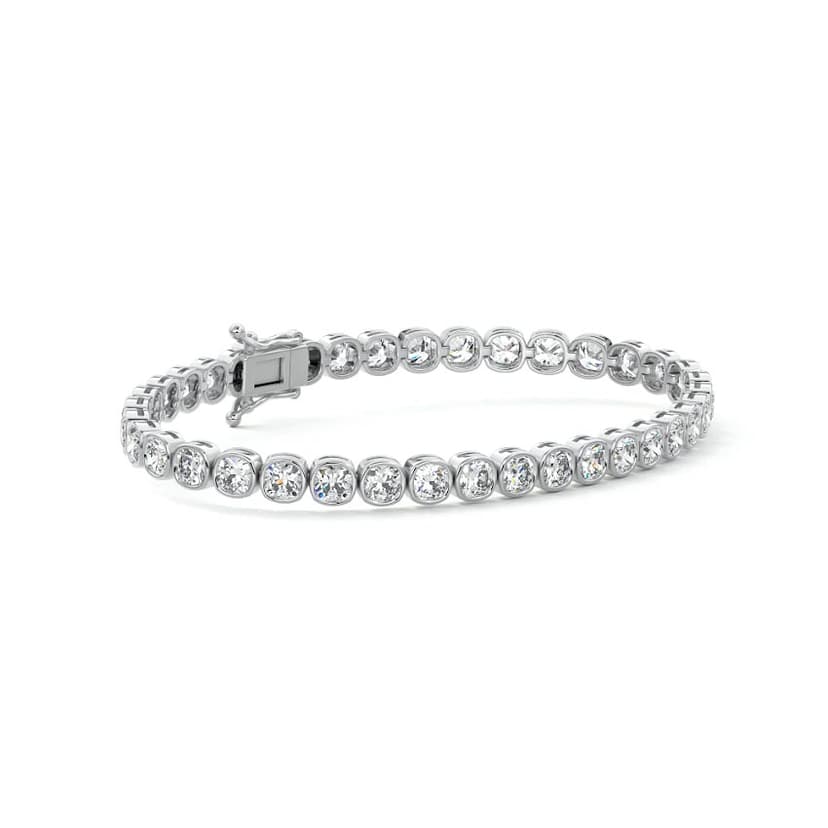 Bezel Cushion Diamond Tennis Bracelet