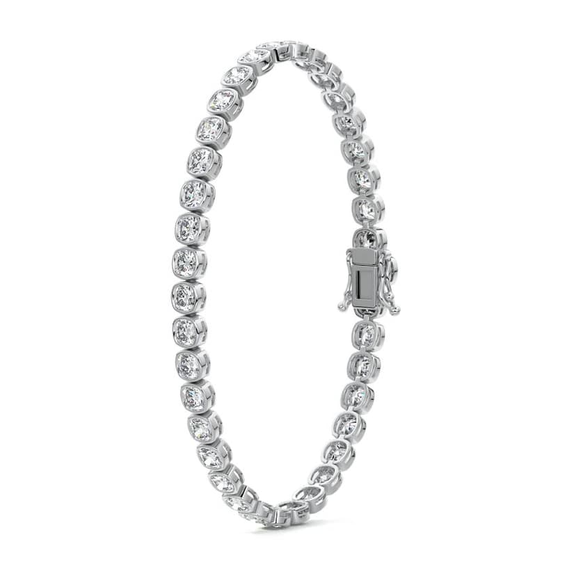 Bezel Cushion Diamond Tennis Bracelet