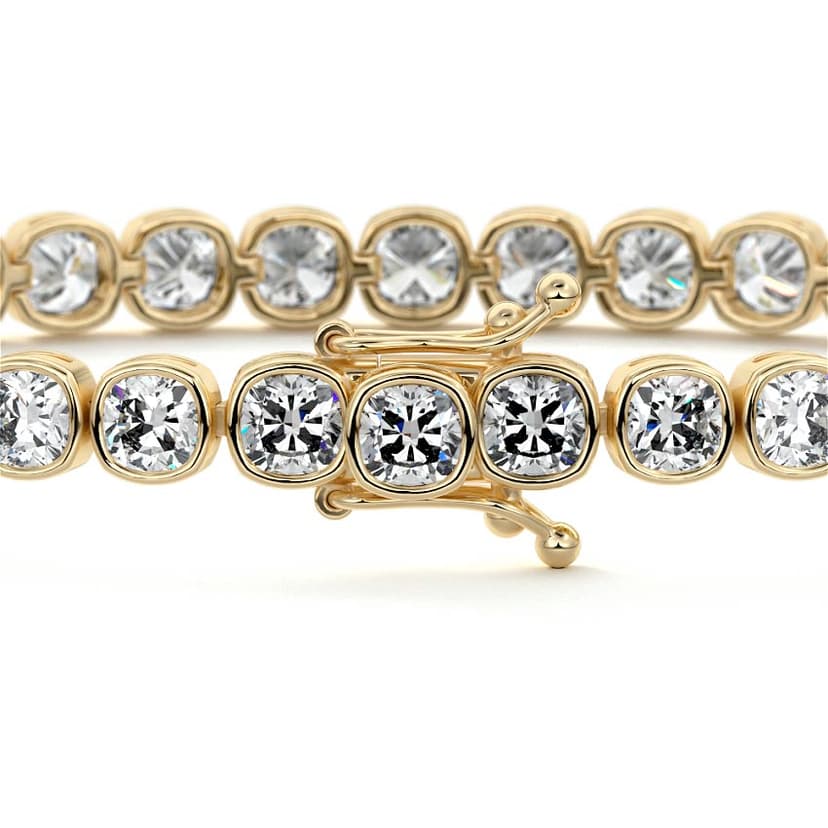 Bezel Cushion Diamond Tennis Bracelet
