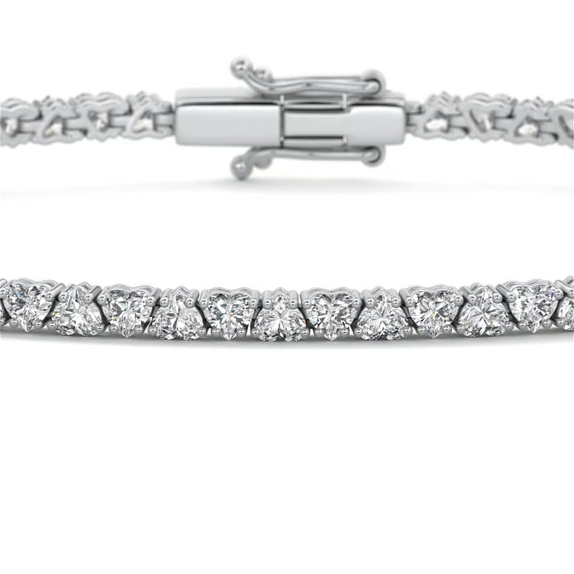 Four Prong Heart Diamond Tennis Bracelet
