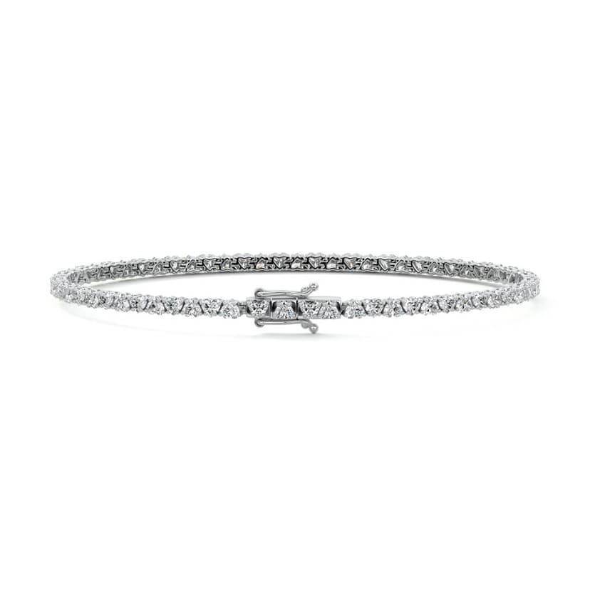 Four Prong Heart Diamond Tennis Bracelet