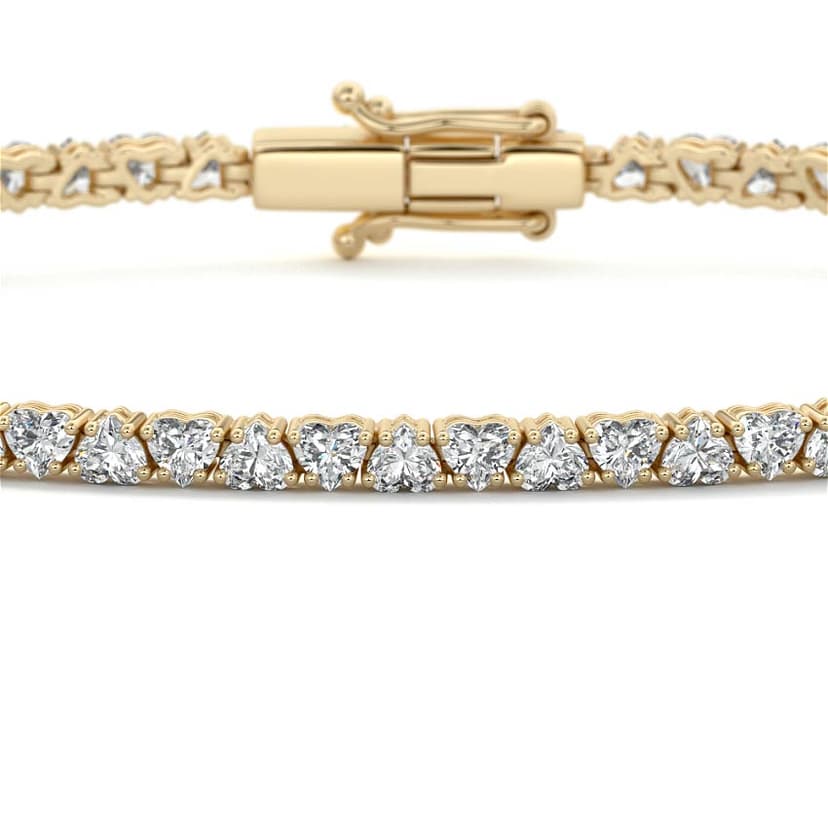 Four Prong Heart Diamond Tennis Bracelet