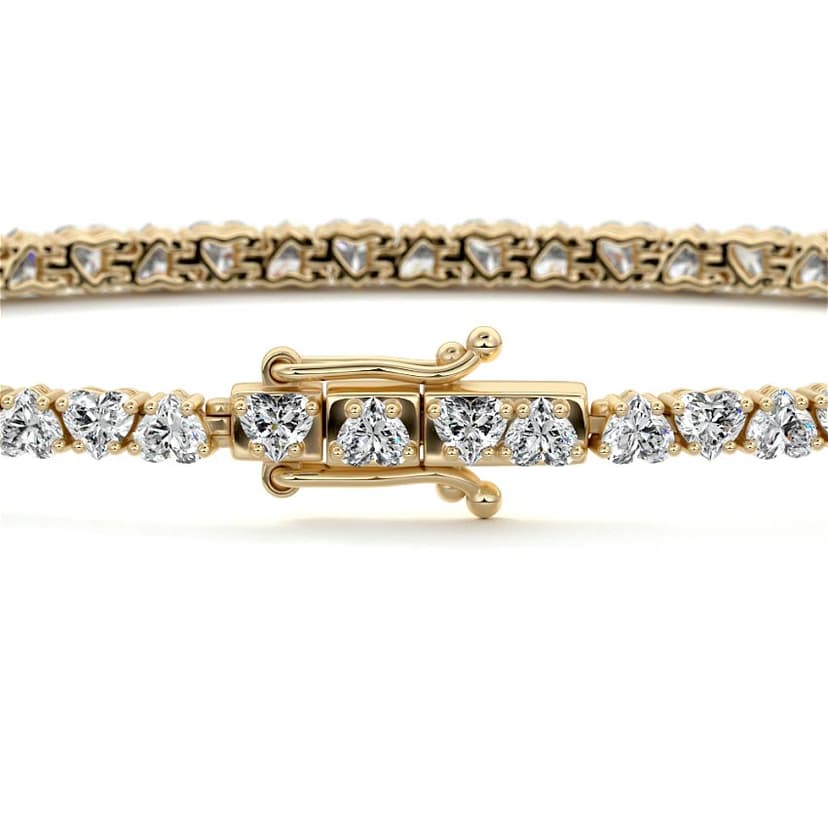 Four Prong Heart Diamond Tennis Bracelet