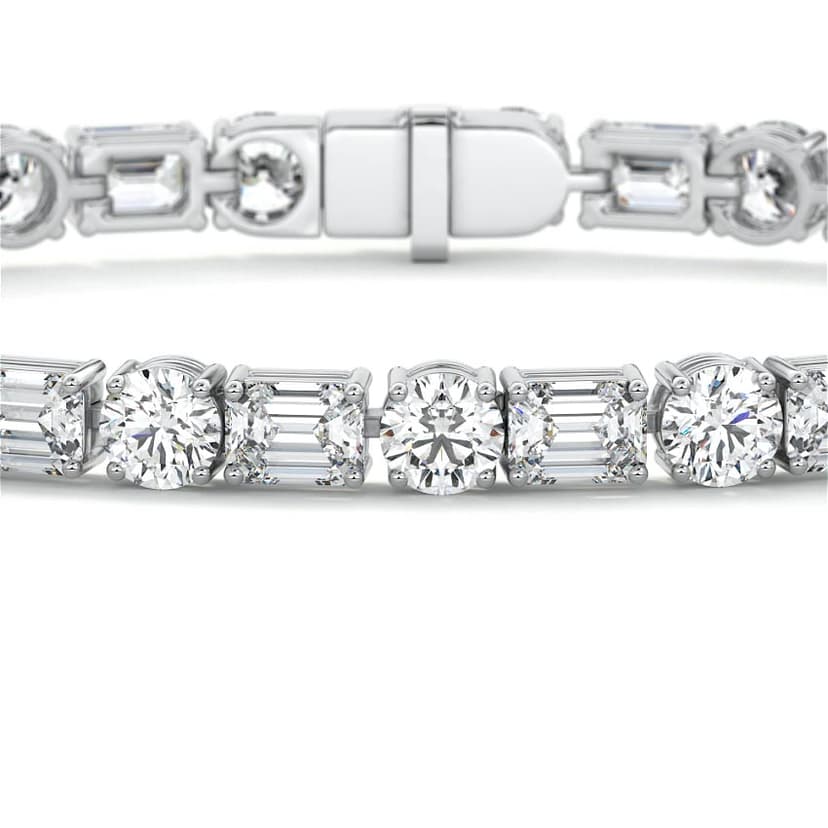 Emerald and Round Diamond Tennis Bracelet