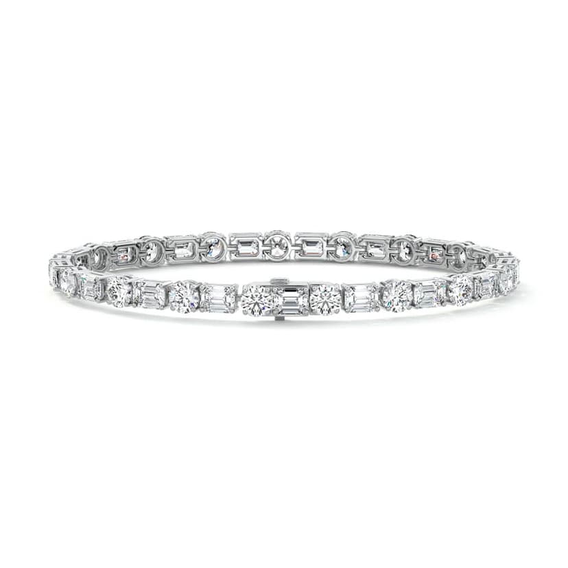 Emerald and Round Diamond Tennis Bracelet