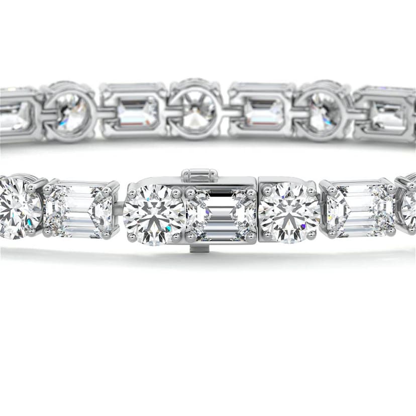 Emerald and Round Diamond Tennis Bracelet