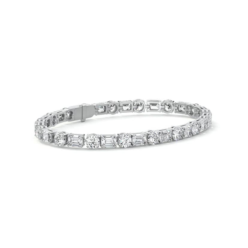 Emerald and Round Diamond Tennis Bracelet