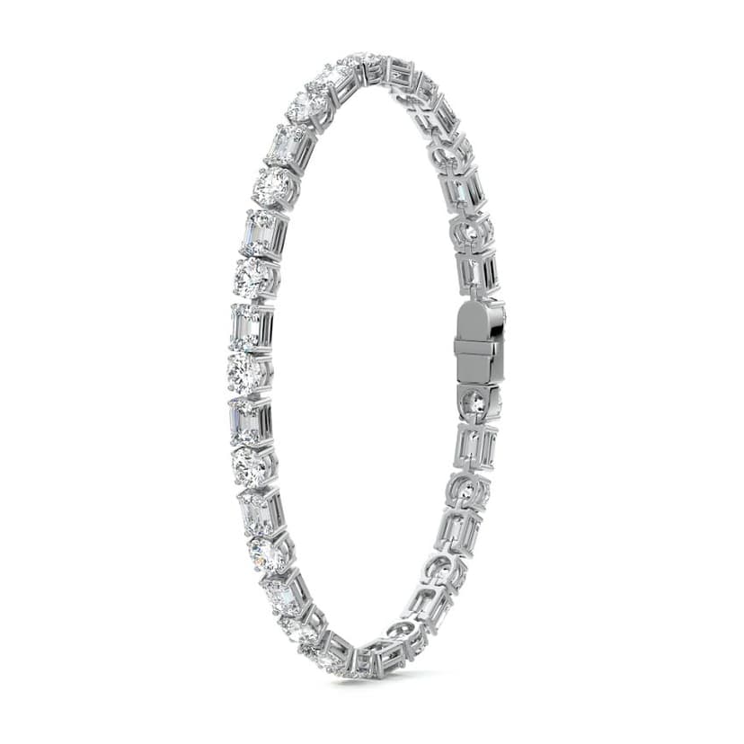 Emerald and Round Diamond Tennis Bracelet