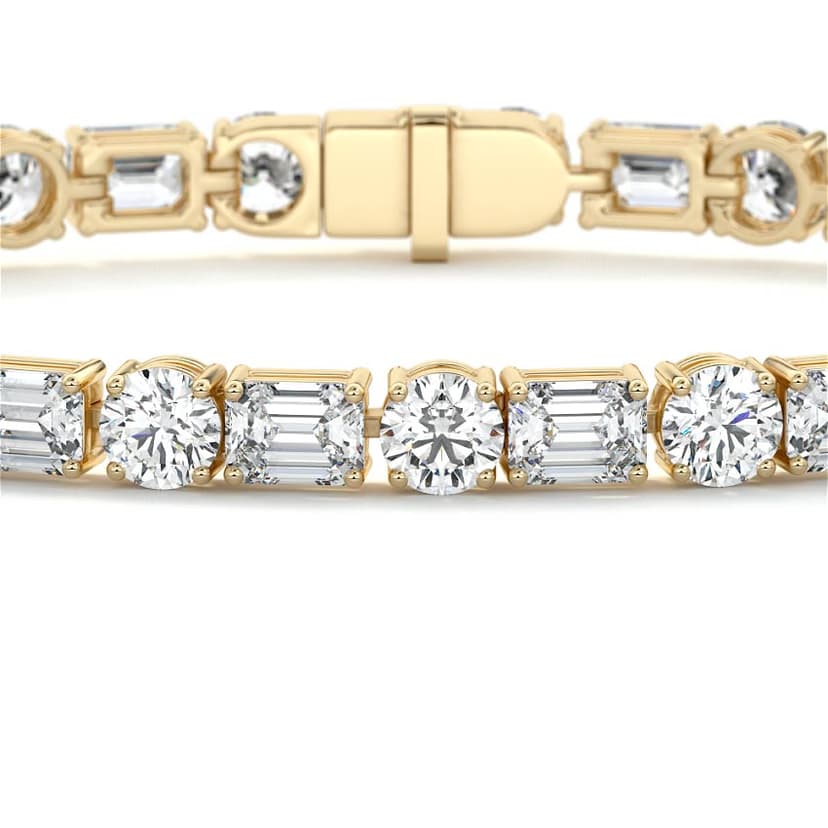 Emerald and Round Diamond Tennis Bracelet