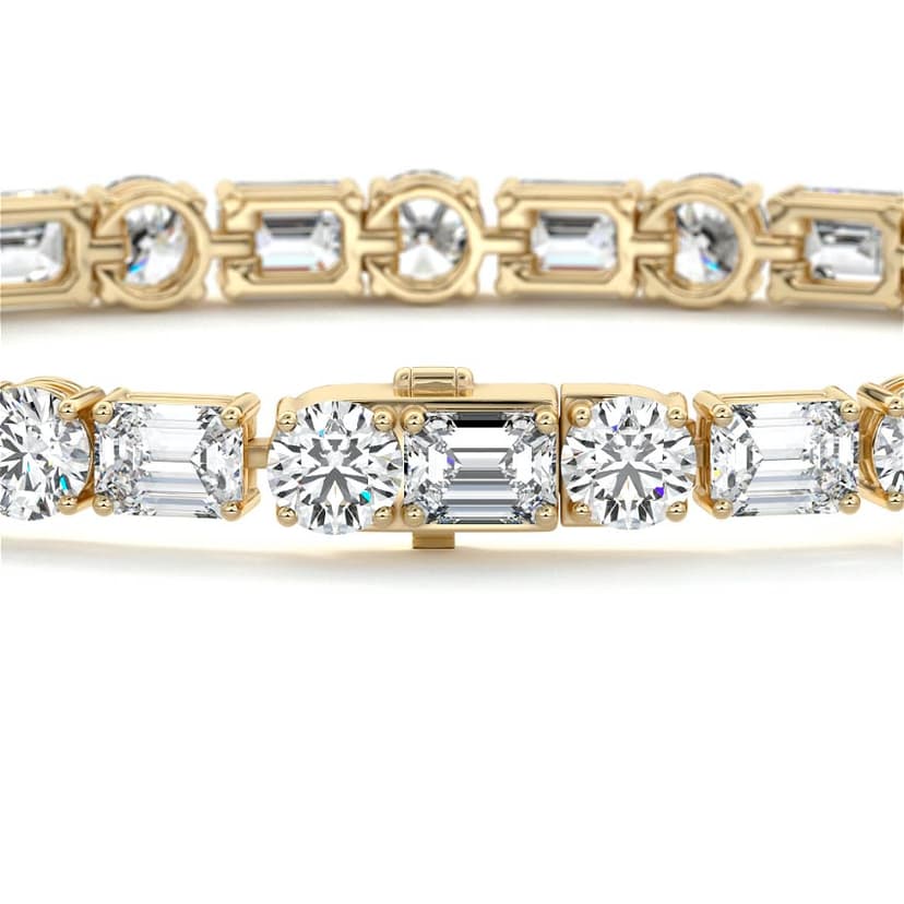 Emerald and Round Diamond Tennis Bracelet