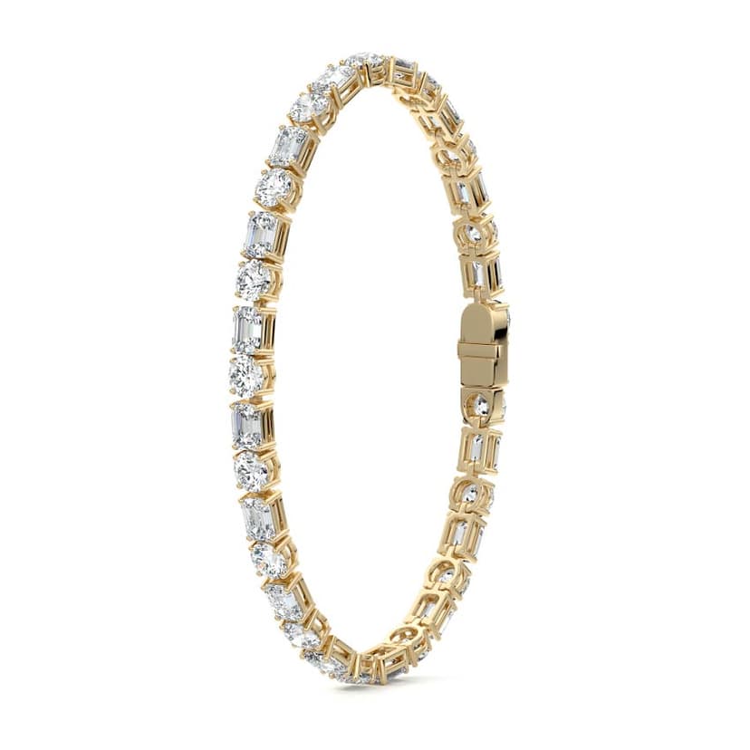 Emerald and Round Diamond Tennis Bracelet