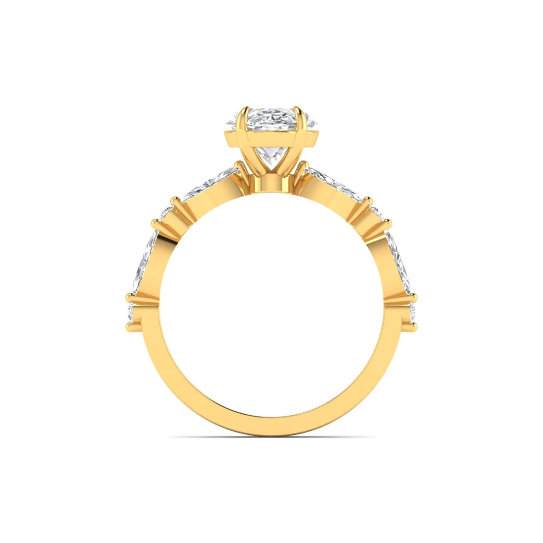 Unique Oval Diamond Ring with Side Stones for Engagement