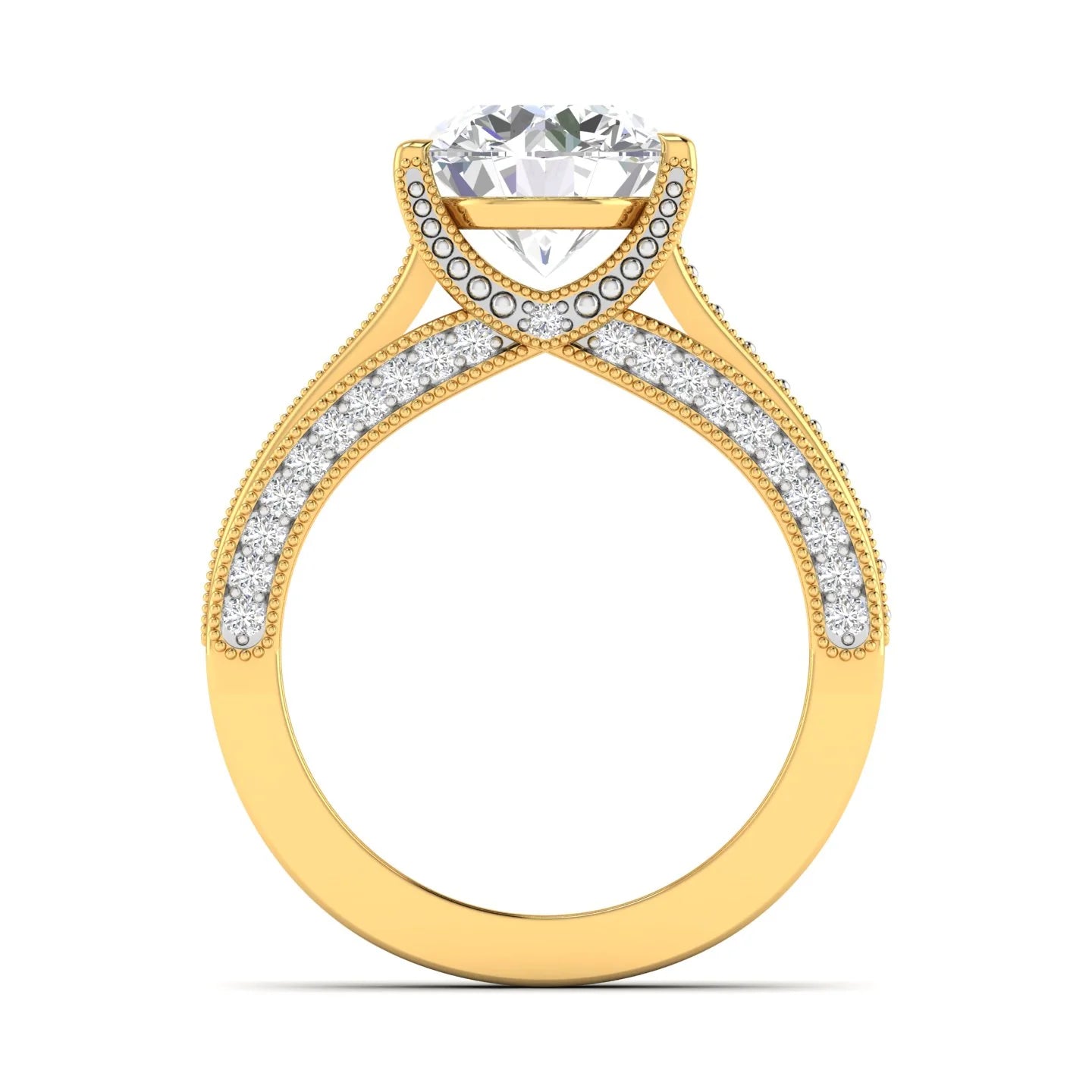 Classic Diamond Engagement Ring with Pave Band