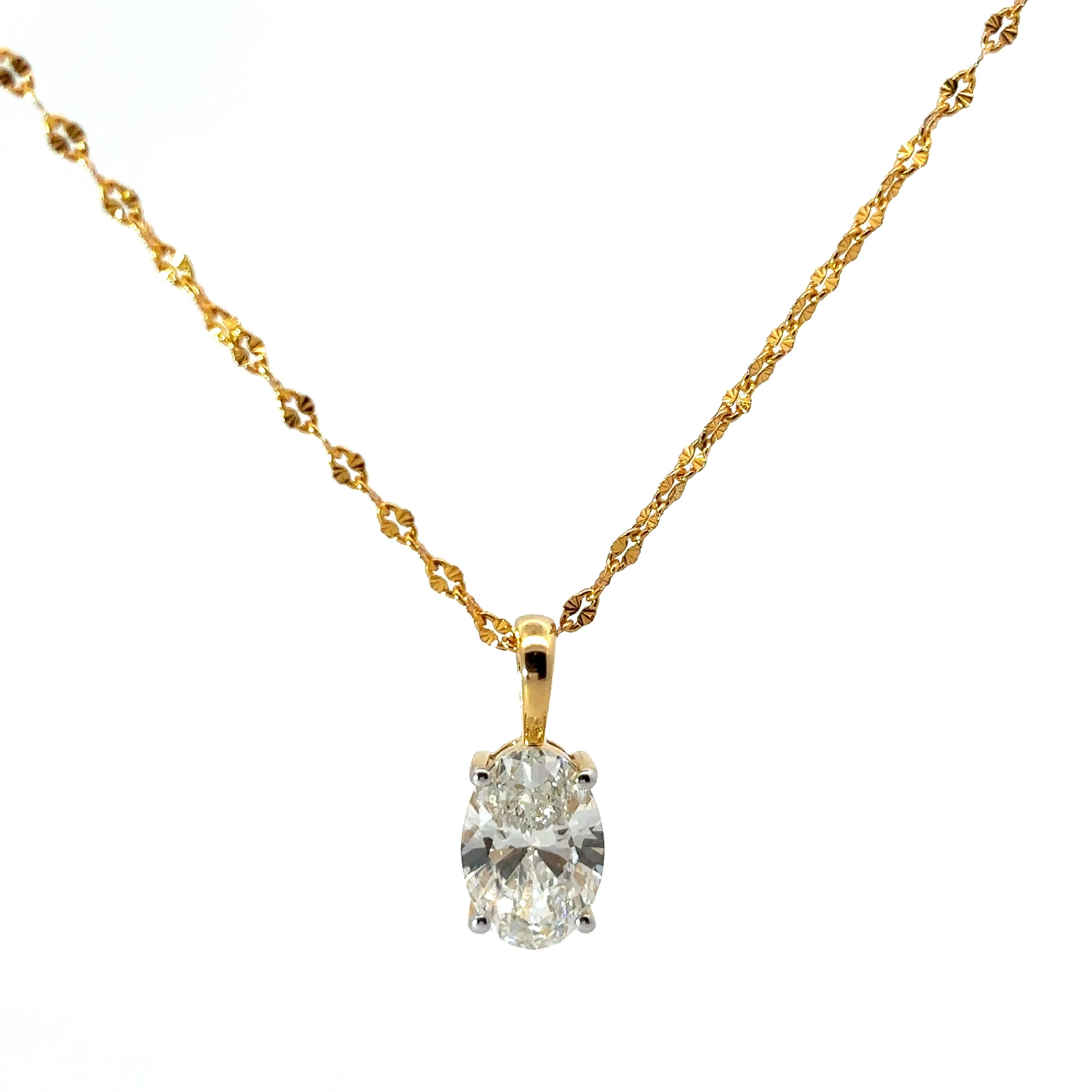 Oval-Cut Lab-Grown Diamond Solitaire Pendant in Gold