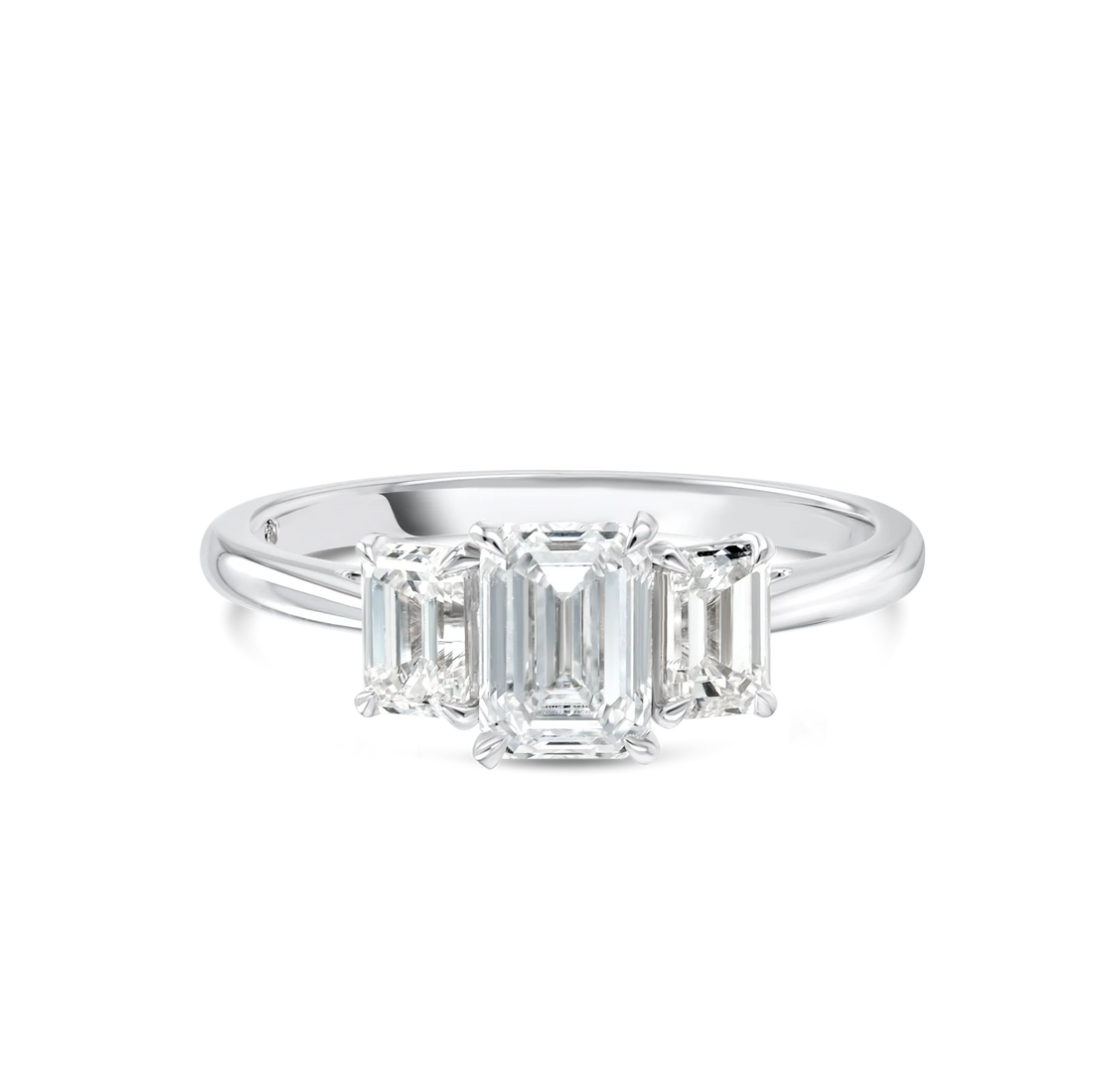 1 Carat Lab-grown Trilogy Engagement Ring - Emerald Diamond