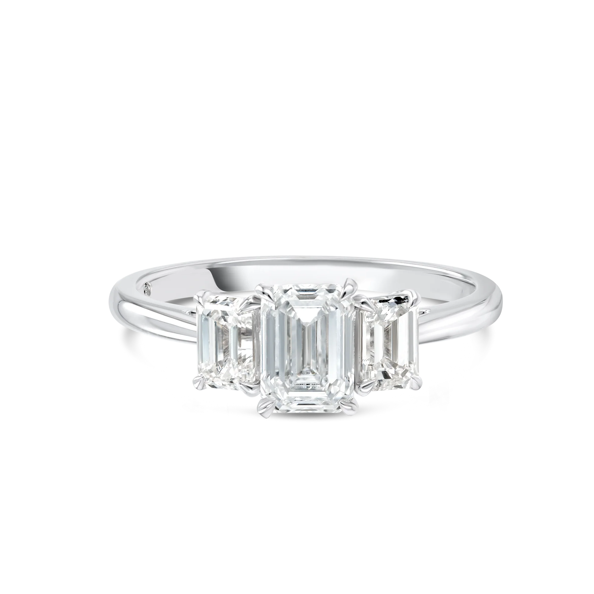 Trilogy Engagement Ring - Emerald Diamond