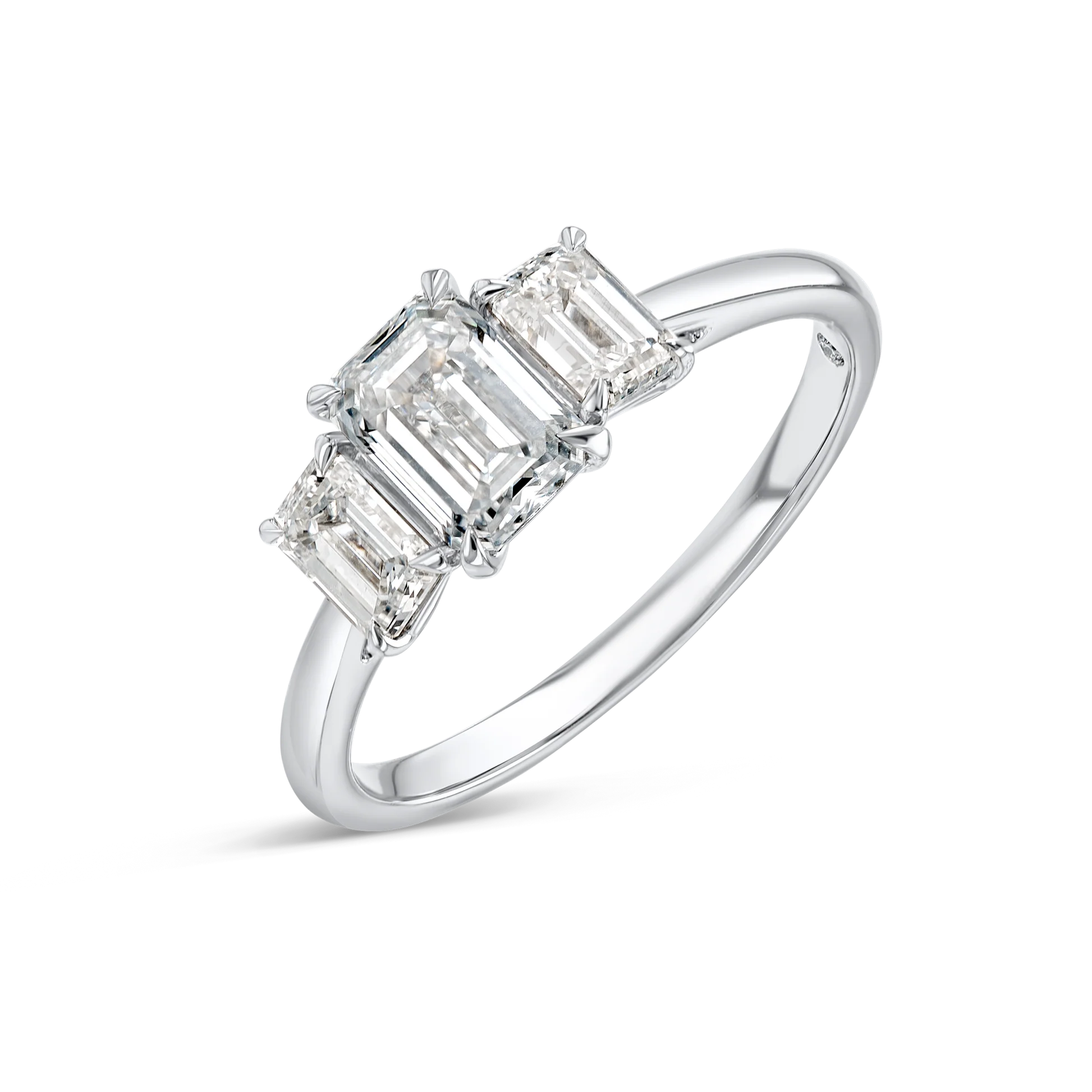 Trilogy Engagement Ring - Emerald Diamond