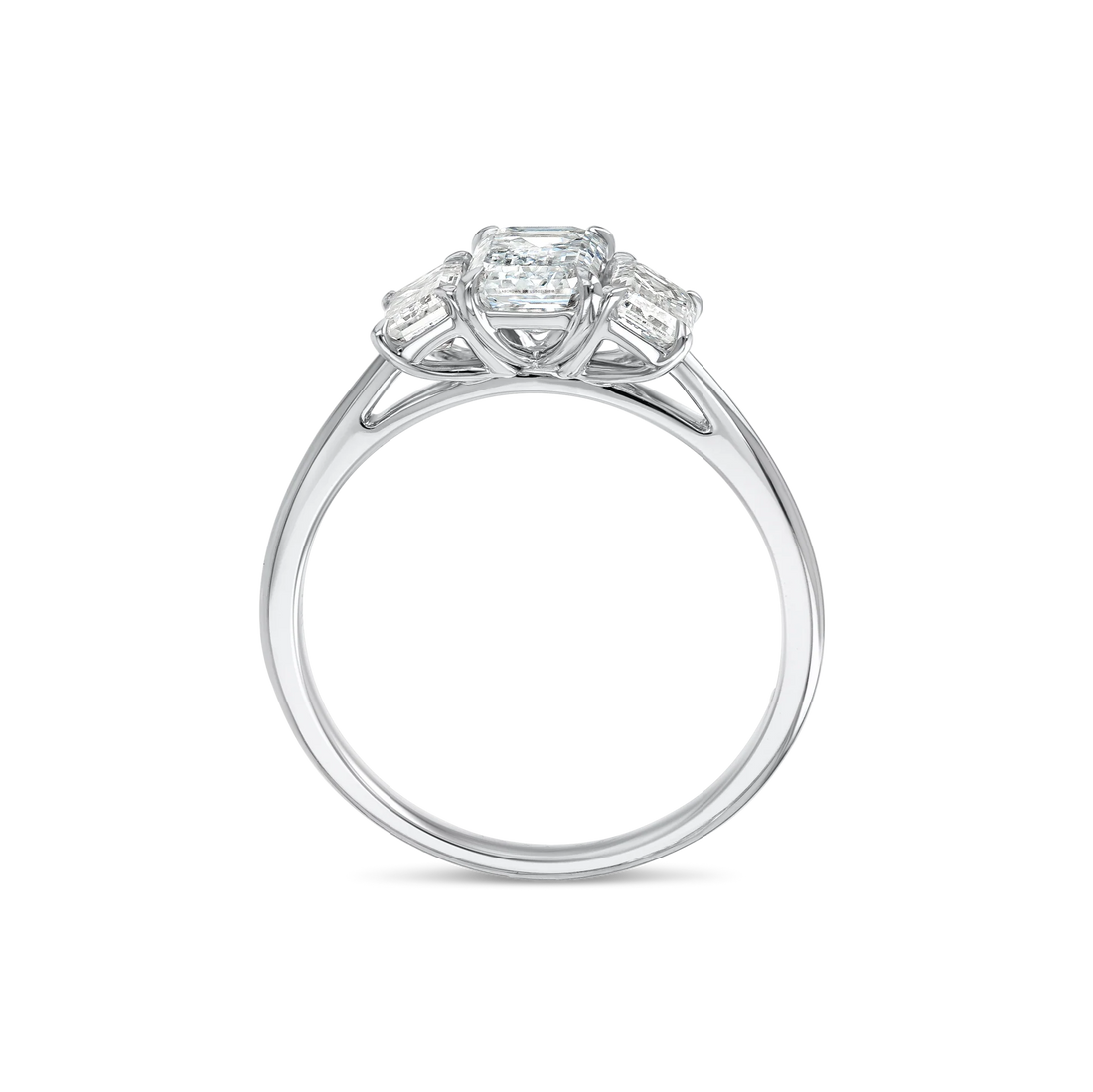 Trilogy Engagement Ring - Emerald Diamond
