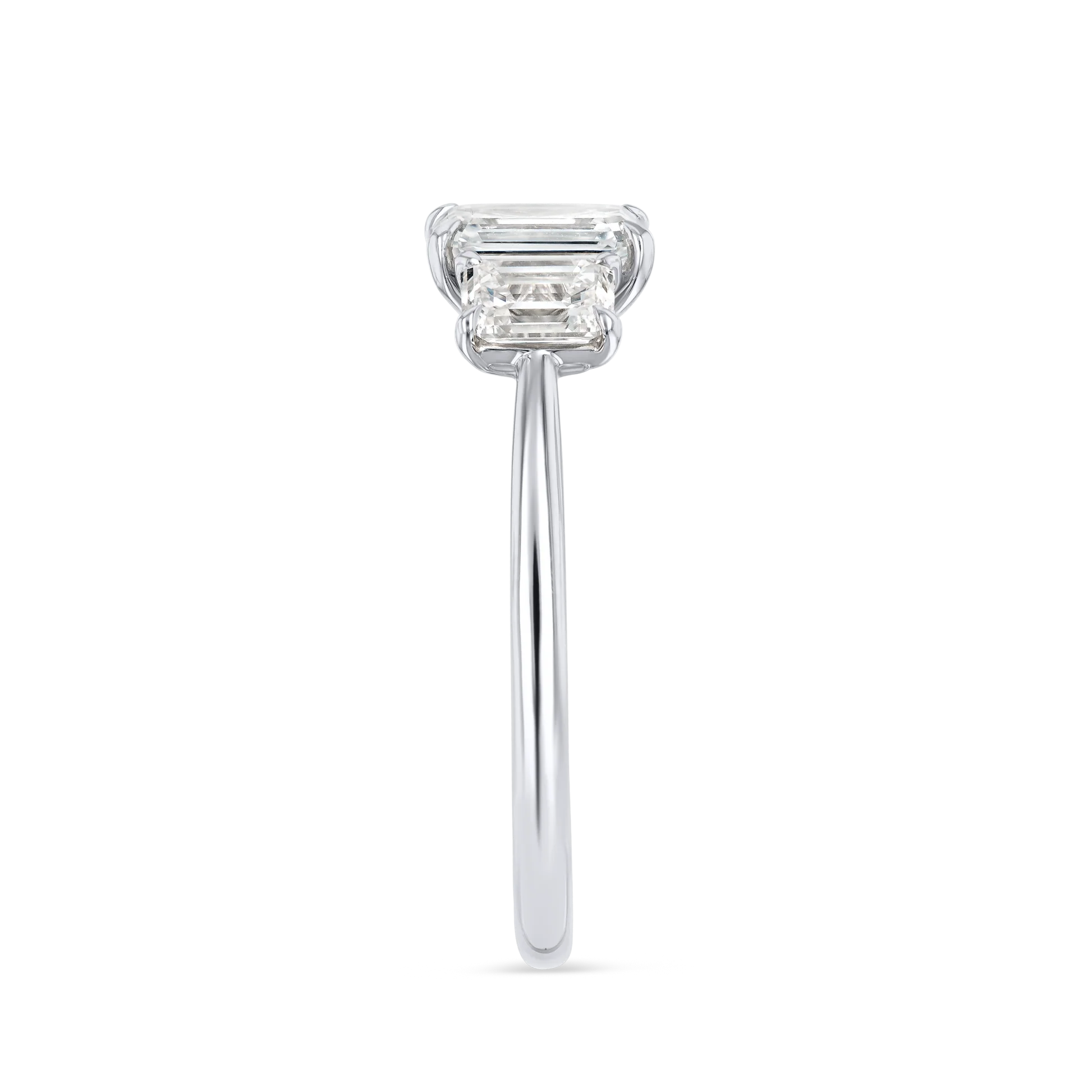 Trilogy Engagement Ring - Emerald Diamond