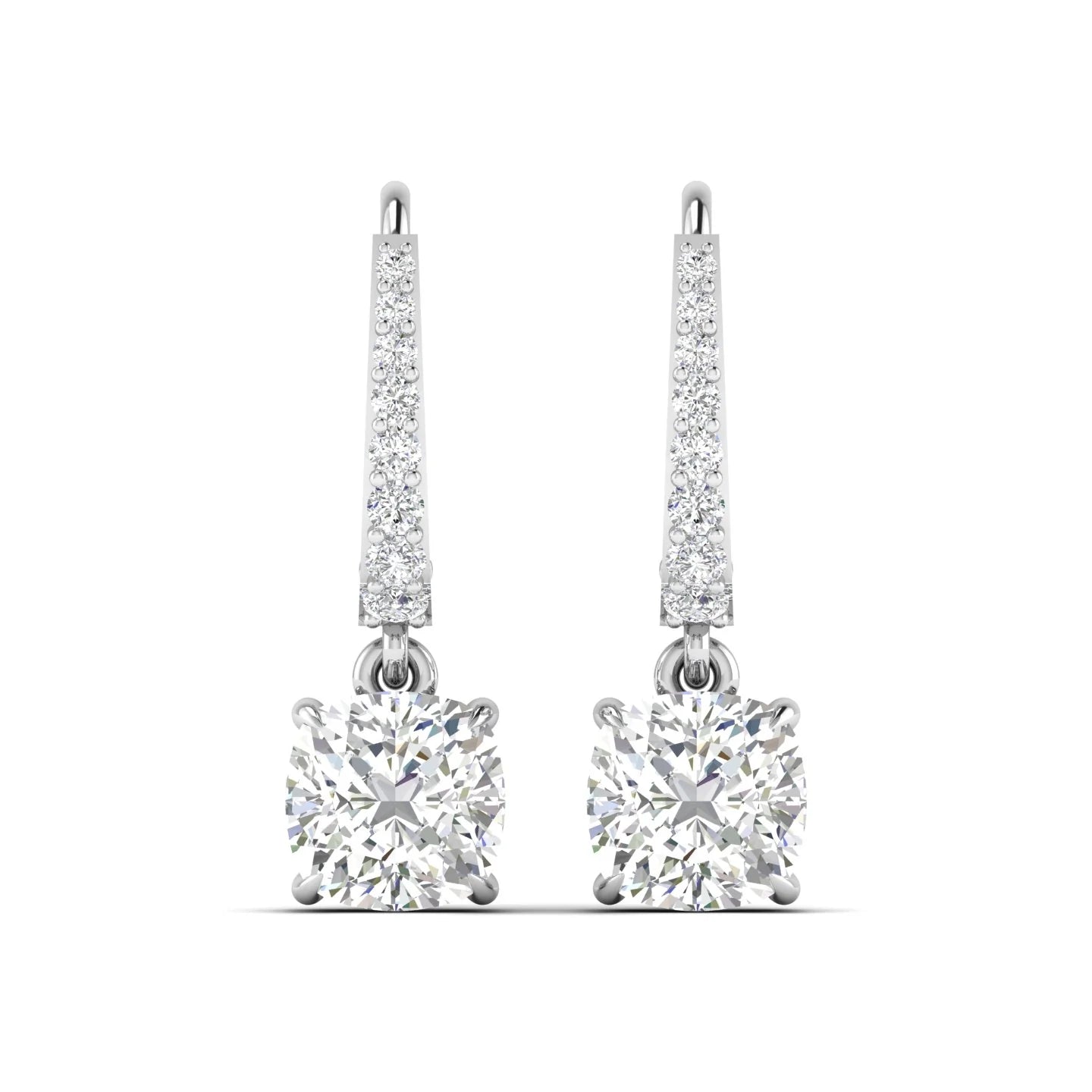 Square Cushion Diamond Dangle Earrings