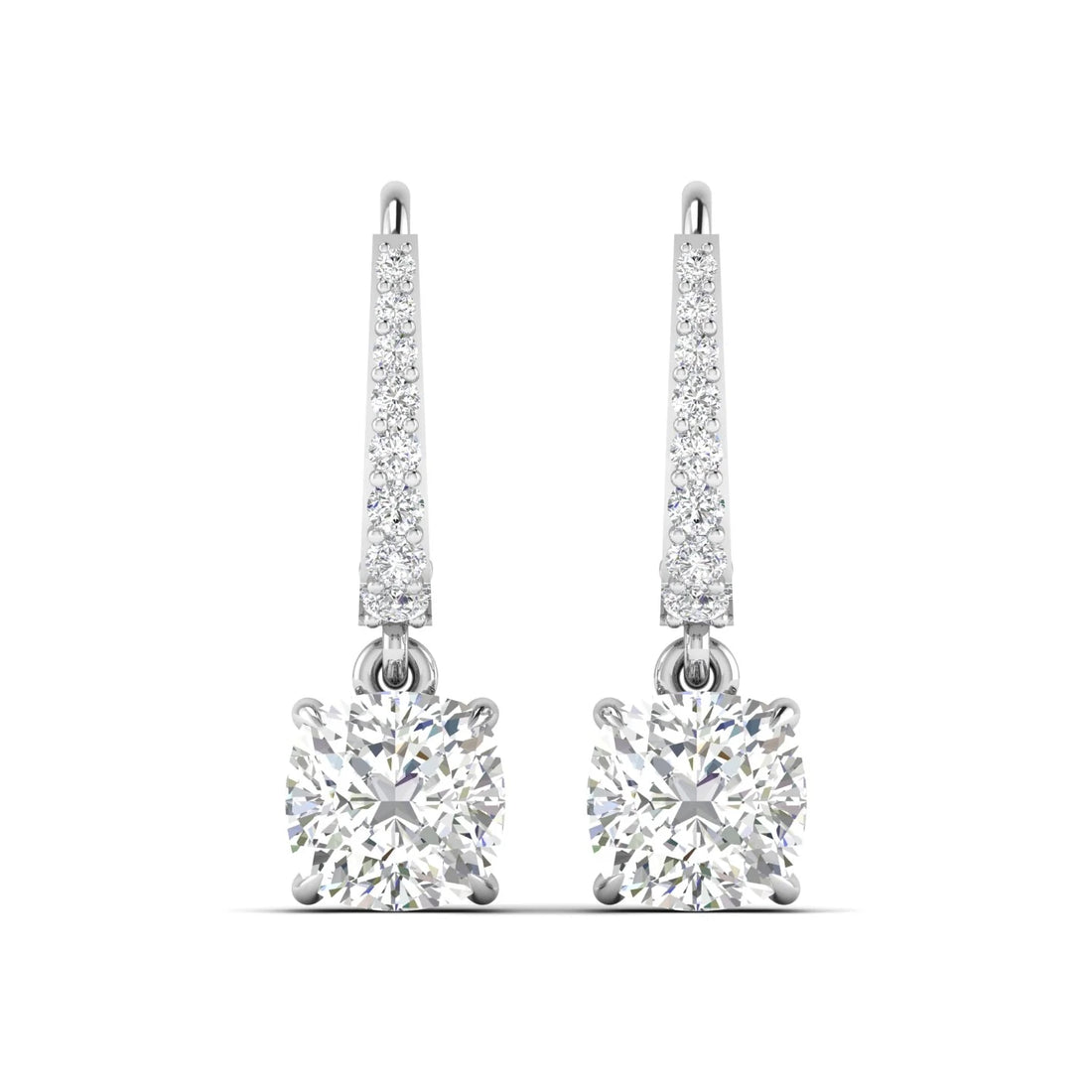 Square Cushion Diamond Dangle Earrings