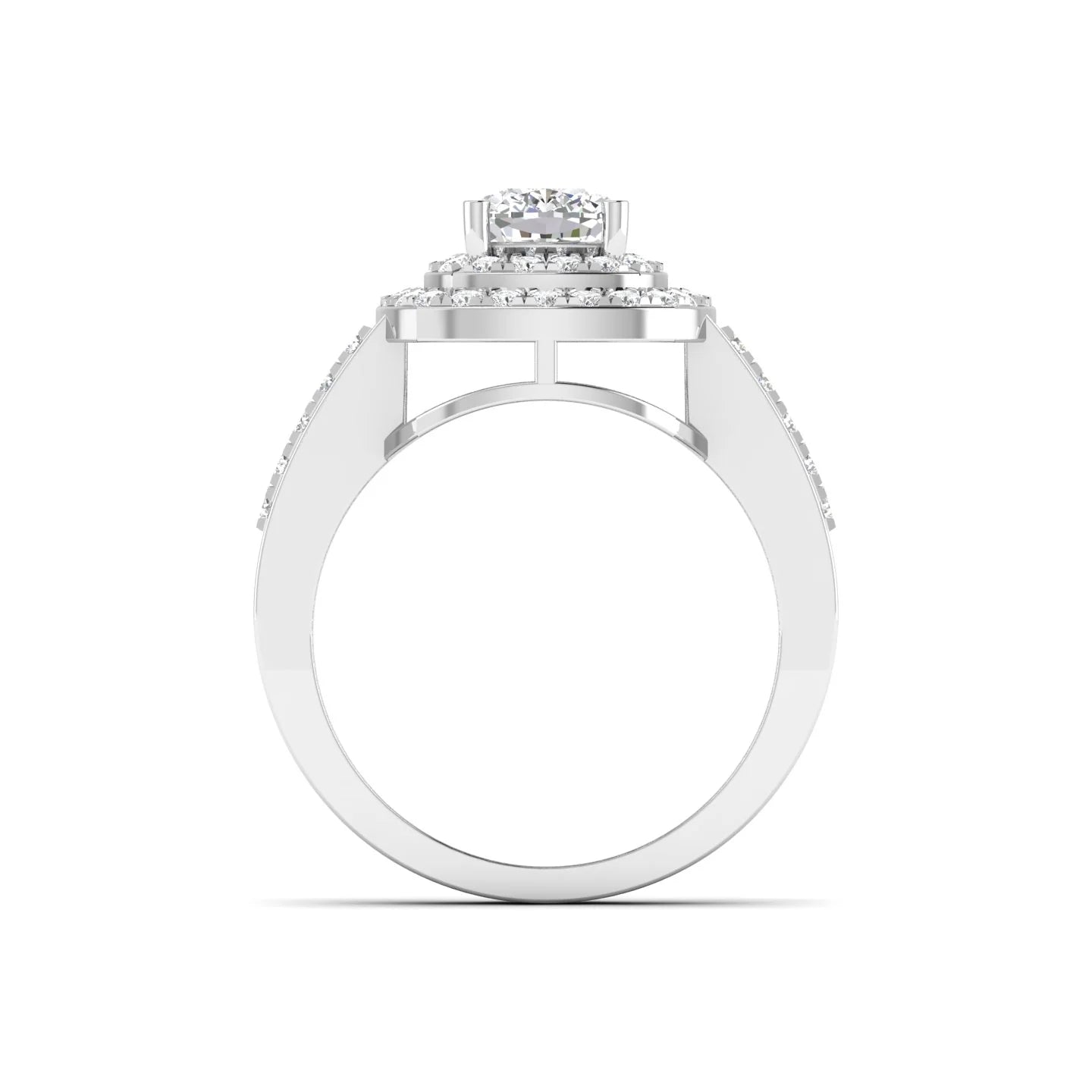 Cushion Cut Diamond Engagement Ring with Pave Band