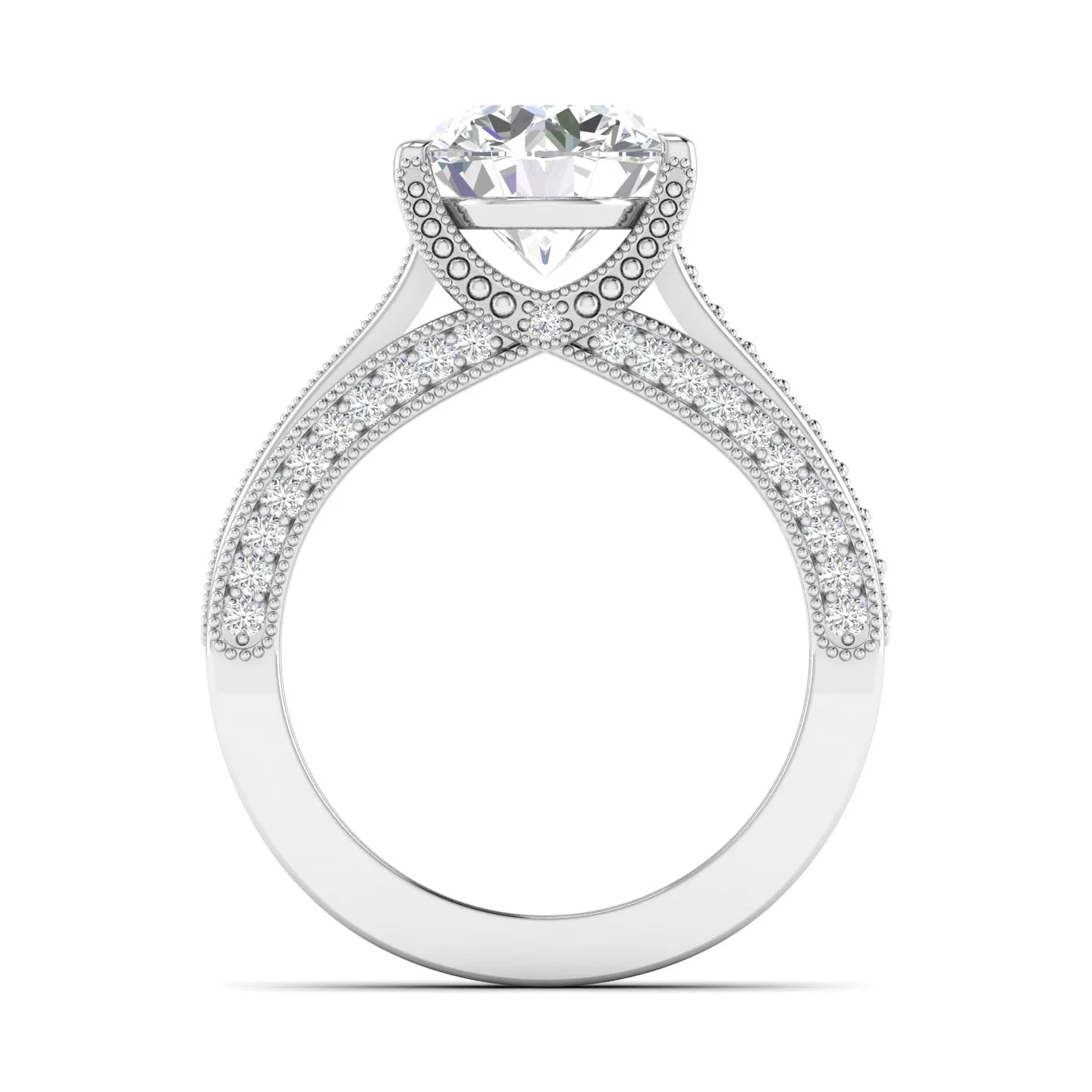 Classic Diamond Engagement Ring with Pave Band