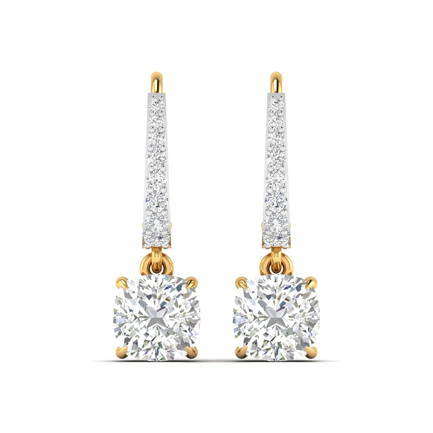 Square Cushion Diamond Dangle Earrings