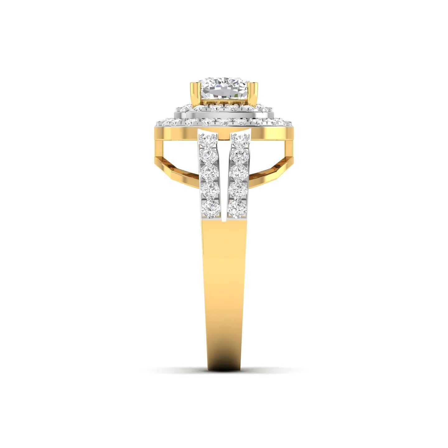 Cushion Cut Diamond Engagement Ring with Pave Band