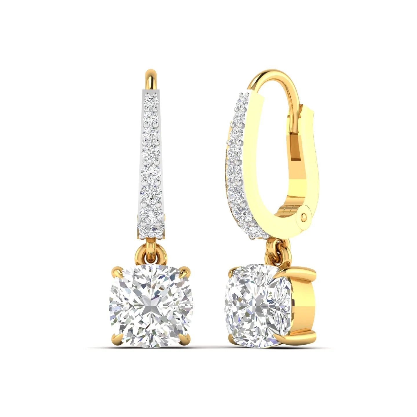 Square Cushion Diamond Dangle Earrings