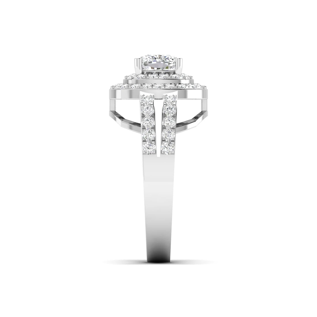 Cushion Cut Diamond Engagement Ring with Pave Band