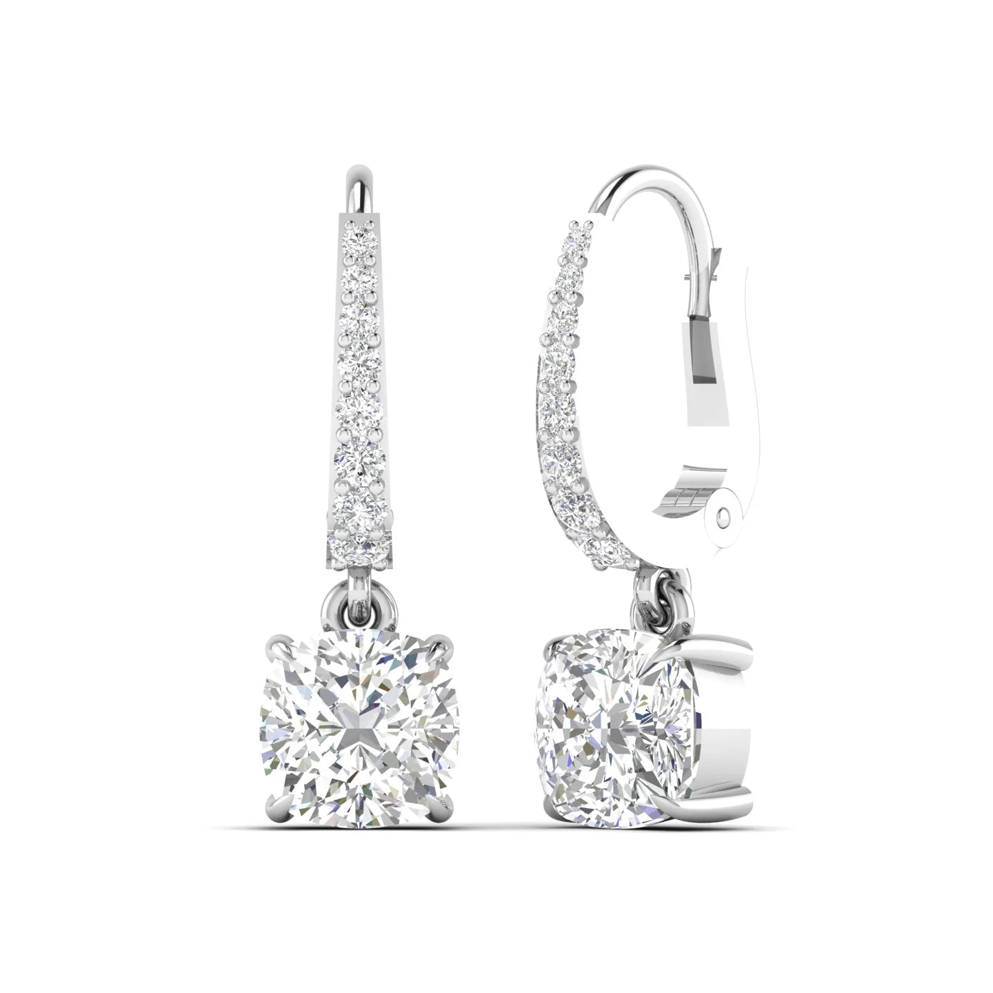 Square Cushion Diamond Dangle Earrings