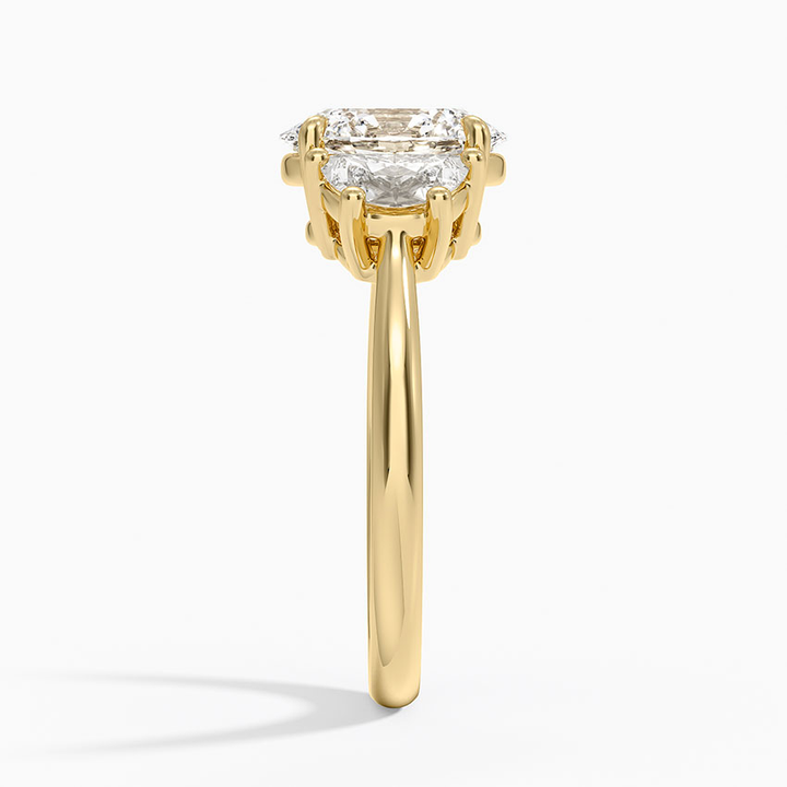 Half Moon Three Stone Diamond Ring