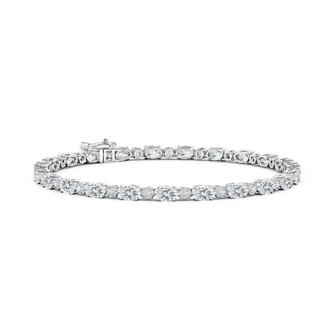 Alternating Oval & Round Diamond Tennis Bracelet
