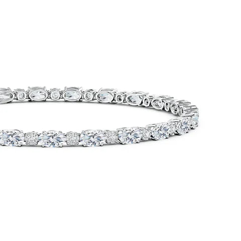 Alternating Oval & Round Diamond Tennis Bracelet
