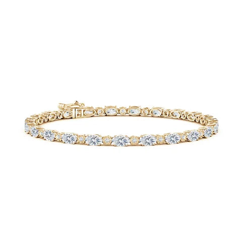 Alternating Oval & Round Diamond Tennis Bracelet