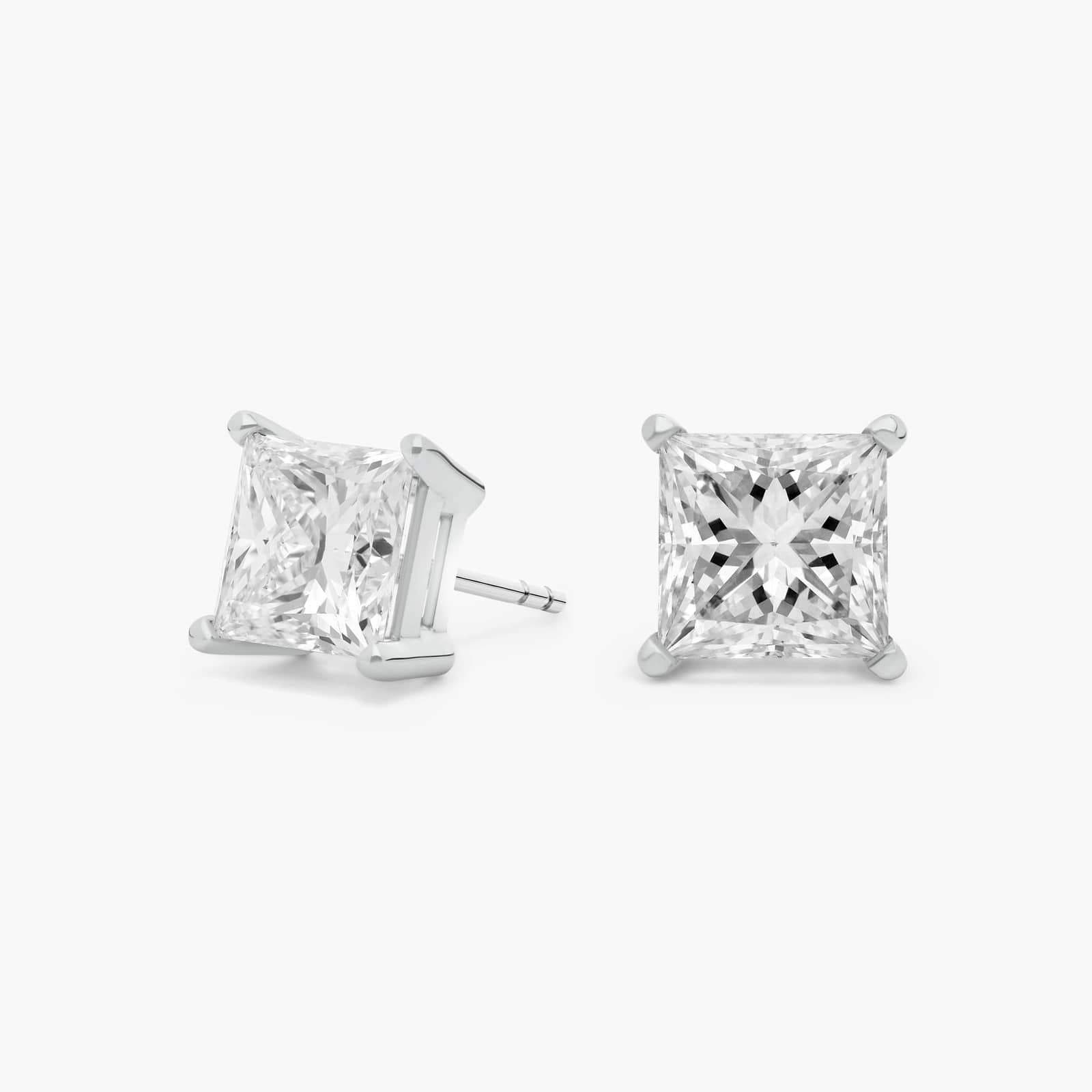 Princess Cut Lab-Grown Diamond ,Princess Cut Stud Earrings