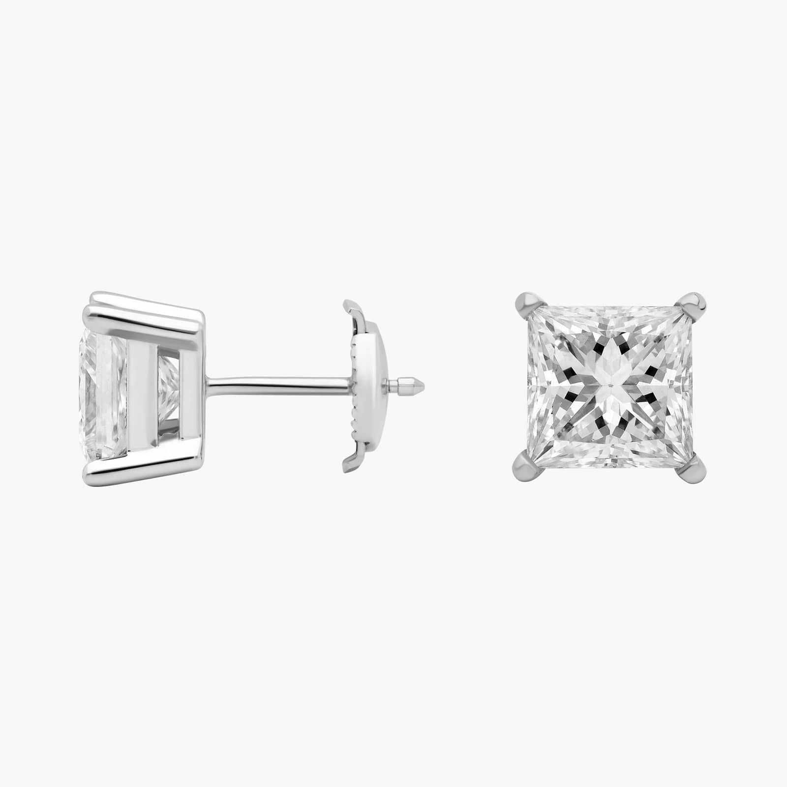 Princess Cut Lab-Grown Diamond ,Princess Cut Stud Earrings