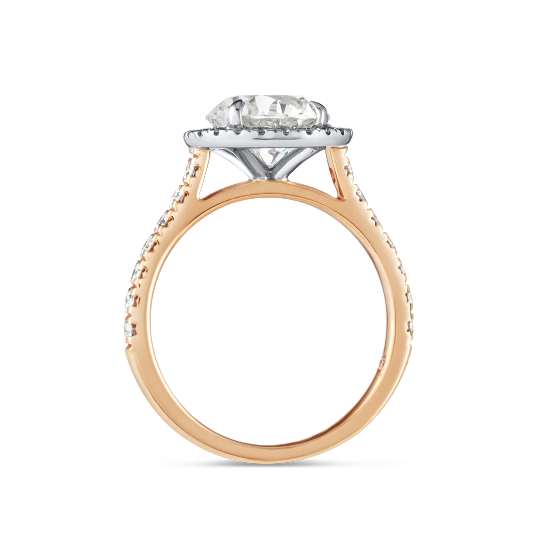 2 Carat Lab-grown Diamond Band Halo Engagement Ring - Round Diamond