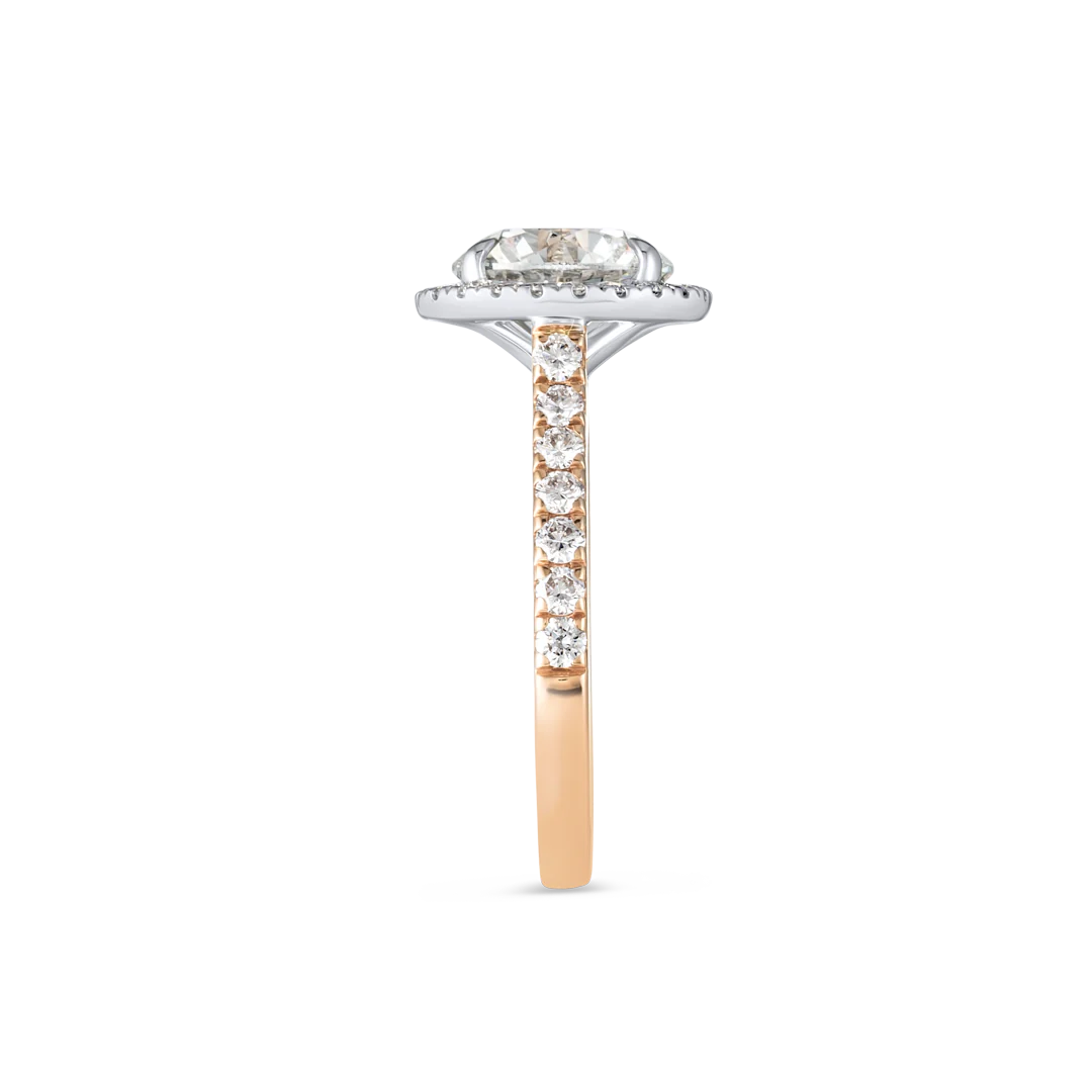 2 Carat Lab-grown Diamond Band Halo Engagement Ring - Round Diamond