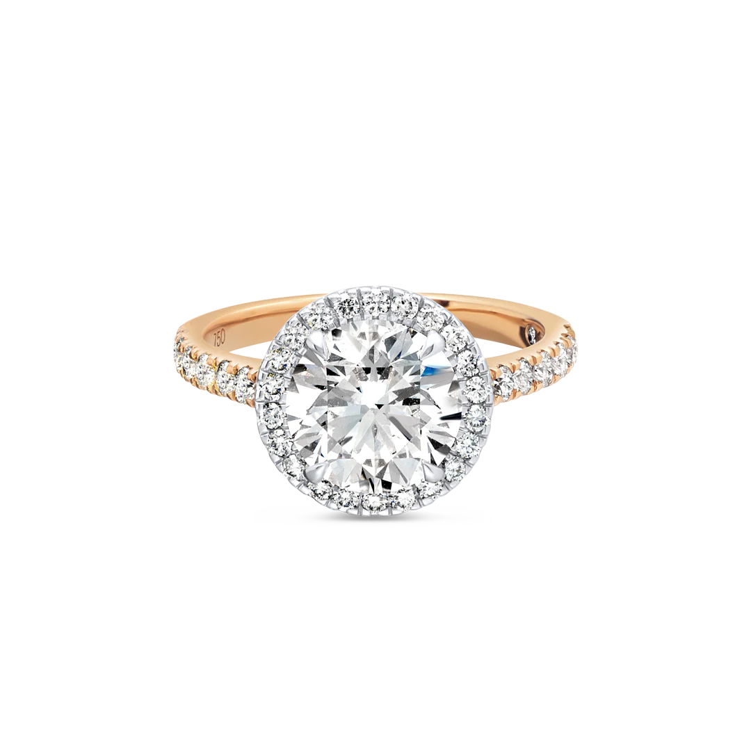 2 Carat Lab-grown Diamond Band Halo Engagement Ring - Round Diamond