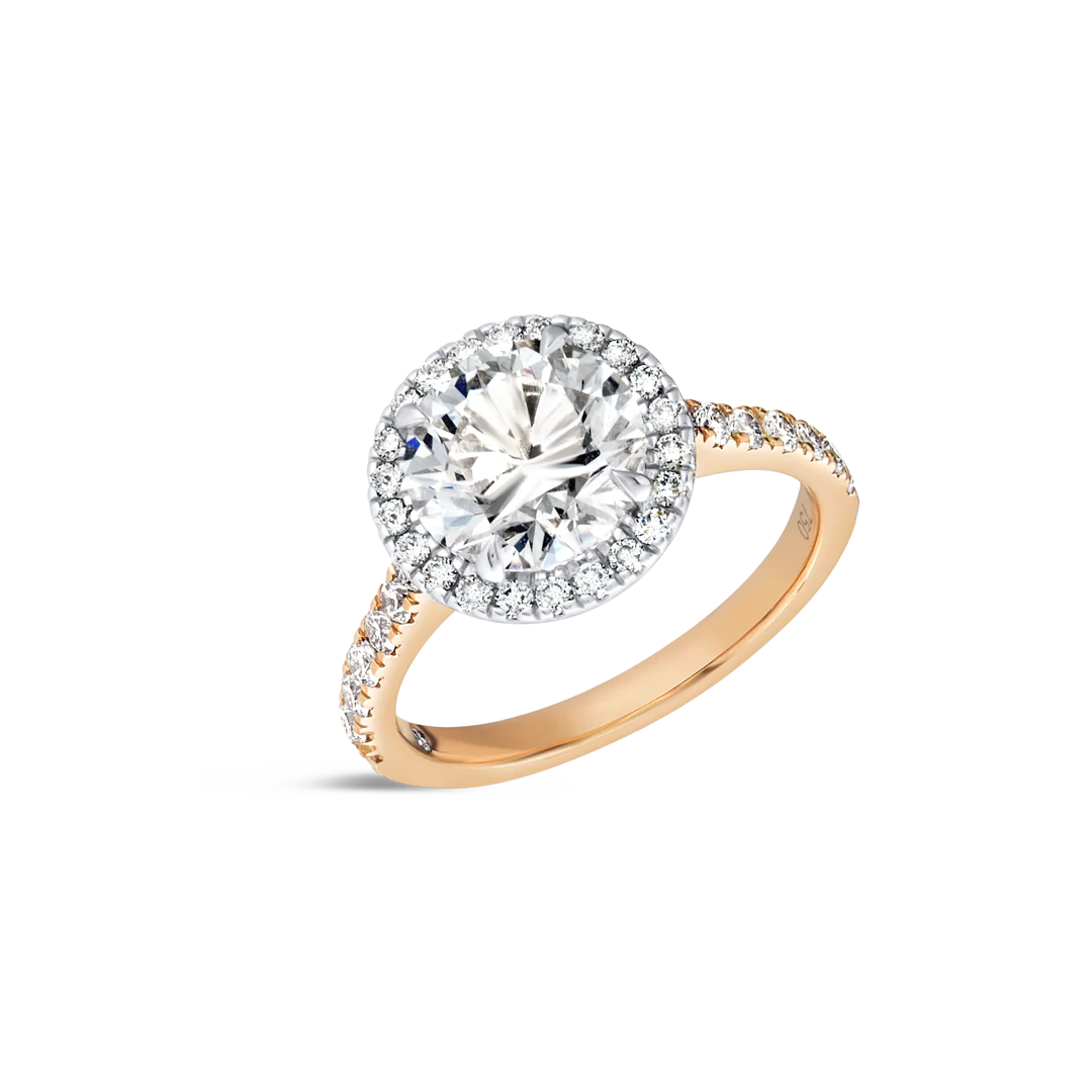 2 Carat Lab-grown Diamond Band Halo Engagement Ring - Round Diamond