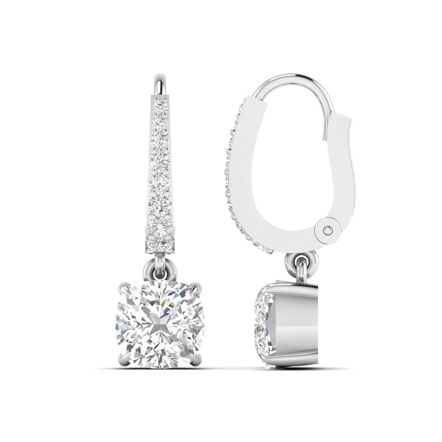 Square Cushion Diamond Dangle Earrings