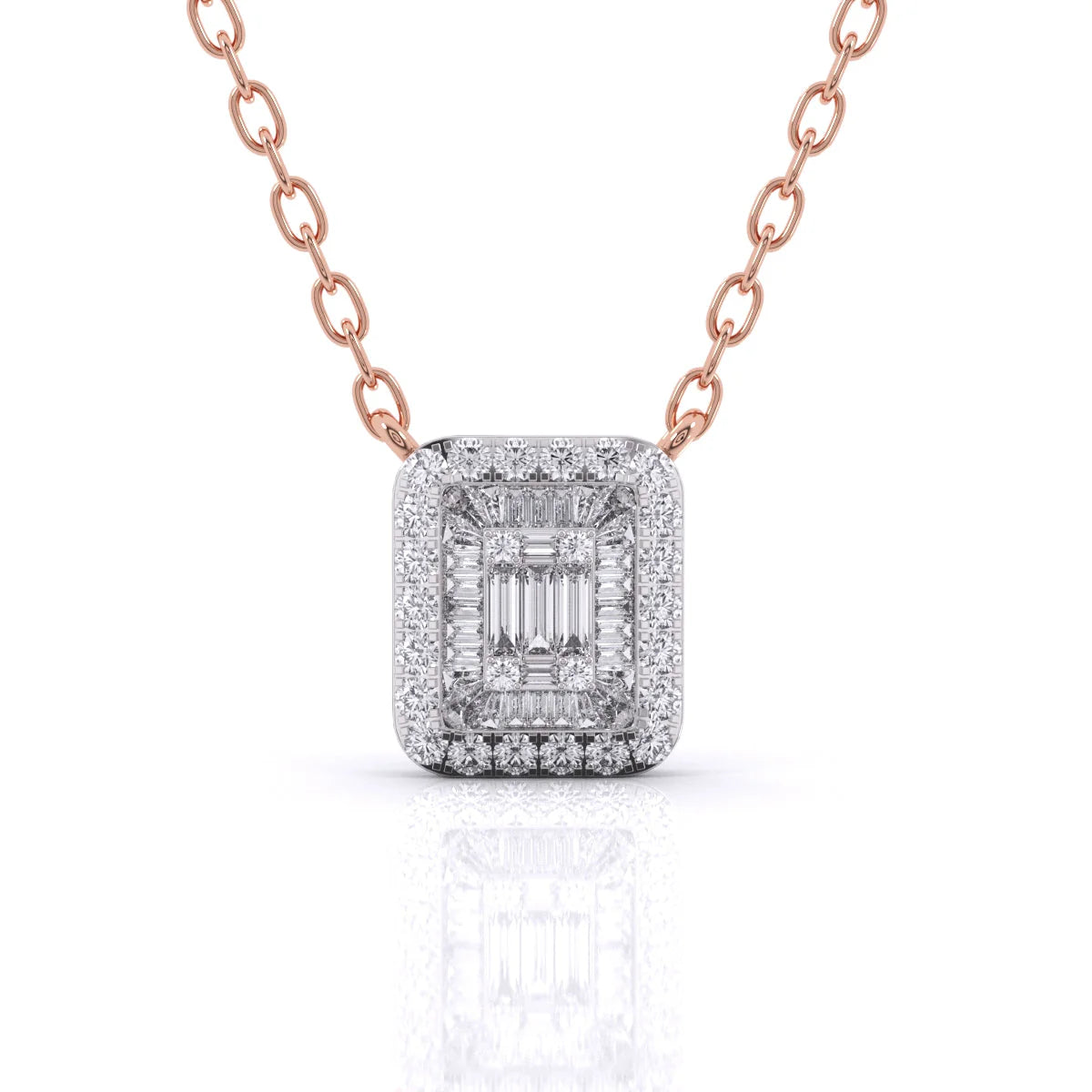Baguette Diamond Pave Setting Pendant